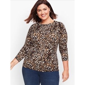 Talbots Plus Petite 100% Merino Wool Leopard Sweater Size 2Xp